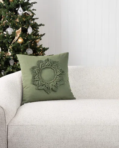 Elaine Smith Wreath Pillow, 20" Square In Fern