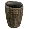 Elama 1 Piece Wicker Outdoor Ottoman Chair In Brown And Black In Brown