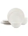 Elama Gemma 12 Piece Stoneware Dinnerware Set In White