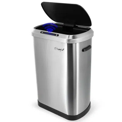 Elama 13 Gallon Automatic Sensor Hands Free Trash Can In Silver