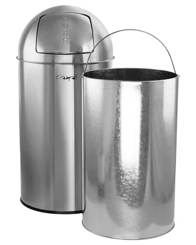 Elama 13 Gallon Push Lid Stainless Steel Trash Bin In Metallic