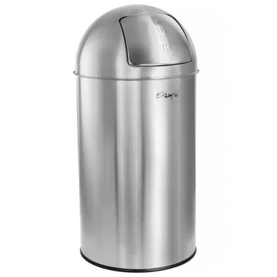 Elama 13 Gallons Steel Swing Lid Trash Can In Silver