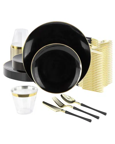 Elama 150pc Disposable Plastic Dinnerware Party Set In Black