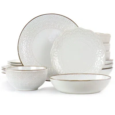 Elama 16 Piece Dinnerware Set, Service For 4 In Ivory