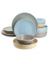Elama 16pc Double Bowl Dinnerware Set In Multi