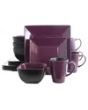 Elama 16pc Square Dinnerware Set In Purple