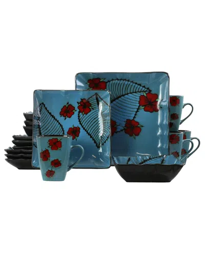 Elama 16pc Stoneware Dinnerware Set In Blue