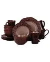 Elama 16pc Stoneware Dinnerware Set In Brown