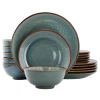 Elama 18 Piece Stoneware Dinnerware Set In Blue