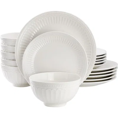 Elama 18 Piece Stoneware Dinnerware Set In White