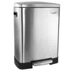 Elama 2 Compartment Large 10.6 Gallon Split Stainless Steel Step Trash Bin With Slow Close Mechanism In Silver