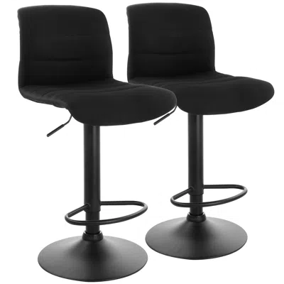 Elama 2 Piece Adjustable Fabric Bar Stool In Charcoal With Black Base
