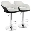 Elama 2 Piece Adjustable Faux Leather Bar Stool In White With Black Trim And Chrome Base In White