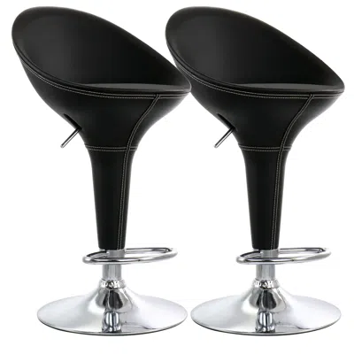Elama 2 Piece Adjustable Plastic Bar Stool In Black With Chrome Base