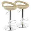 Elama 2 Piece Adjustable Rattan Barstool In Tan With Chrome Base In Brown