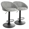 Elama 2 Piece Cloth Adjustable Bar Stool Set In Gray With Black Base In Gray