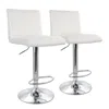 Elama 2 Piece Tufted Faux Leather Adjustable Bar Stool In White With Chromed Base In White