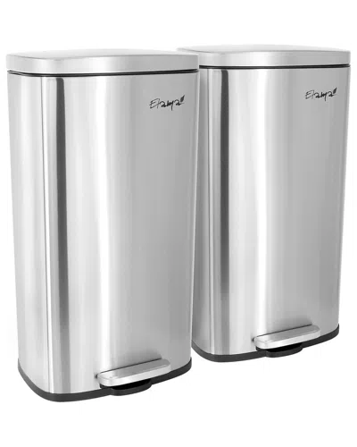 Elama 2pc 30l Rectangular Stainless Steel Trash Bins