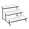 Elama 3-tier Rectangular Plate Porcelain Serveware Set In White
