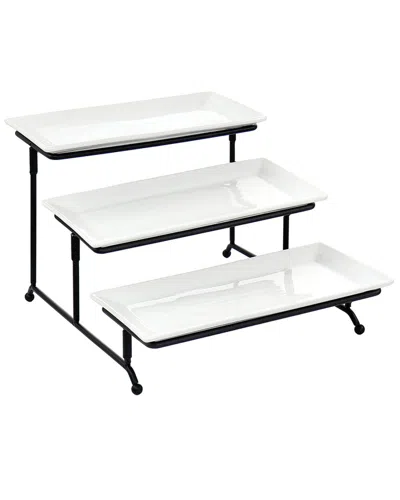 ELAMA ELAMA 3-TIER RECTANGULAR PLATE PORCELAIN SERVEWARE SET