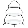 Elama 3 Tier Round Plate Porcelain Serveware Set In Multi