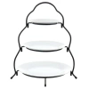 Elama 3 Tier Round Plate Porcelain Serveware Set In White