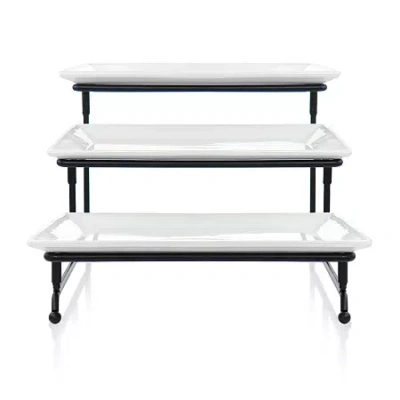 Elama 3 Tier Serveware Set Porcelain Tiered Server In White