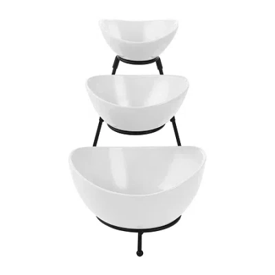 Elama 3 Tier Set Porcelain Tiered Server In White
