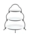 Elama 3 Tier Round Plate Porcelain Serveware Set In White