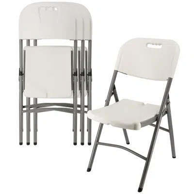 Elama 4 Piece Stackable Folding Chair Set For Indoor And Outdoor In Gray