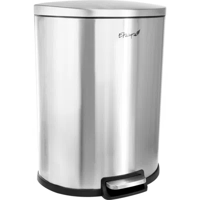 Elama 50 Liter 13 Gallon Half Circle Stainless Steel Step Trash Bin With Slow Close Mechanism In Silver