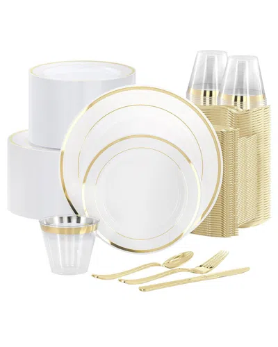 Elama 600pc Disposable Plastic Dinnerware Party Set In White