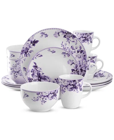 Elama Amor 16 Pc. Dinnerware Set, Service For 4 In Purple