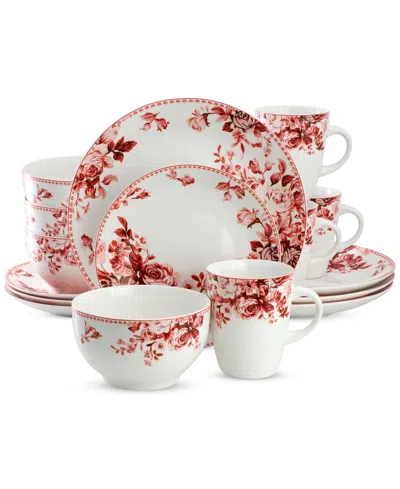 Elama Amor 16 Pc. Dinnerware Set, Service For 4 In Red