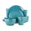 Elama Aqua Lily 16-pc. Stoneware Dinnerware Set In Blue