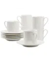 Elama Aspin 12pc 2.5oz Porcelain Espresso Cup Set With Saucers In White