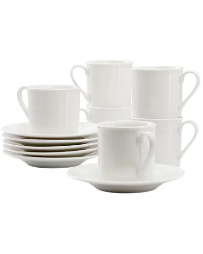 Elama Aspin 12pc 2.5oz Porcelain Espresso Cup Set With Saucers In White