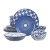 Elama Aurora 16 Piece 16-pc. Porcelain Dinnerware Set In Blue