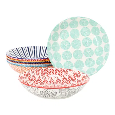 Elama Aurora 6 Piece Assorted Porcelain Bowl Set In Blue In Multi