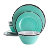 Elama Azul Banquet 12 Piece Lightweight Melamine Dinnerware Set In Blue