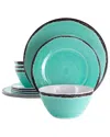 Elama Azul Banquet 12pc Melamine Dinnerware Set