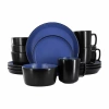Elama Bacarra 16 Piece Stoneware Dinnerware Set In Blue