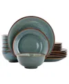 Elama 18 Piece Stoneware Dinnerware Set In Blue