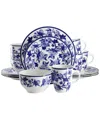 Elama Blue Orchid 16-pc. Dinnerware Set, Service For 4 In Blue