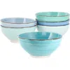 Elama Blue Ridge 6.25 Inch 6 Piece Round Stoneware Assorted Bowl Set In Blue