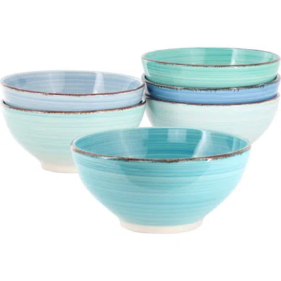 ELAMA ELAMA BLUE RIDGE 6.25 INCH 6 PIECE ROUND STONEWARE ASSORTED BOWL SET