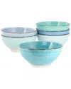 Elama Blue Ridge 6pc Round Stoneware Assorted Bowl Set In Multi