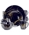 Elama Bolt 16 Pc. Dinnerware Set, Service For 4 In Blue