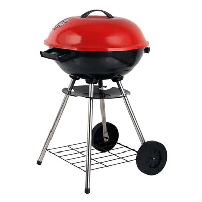 Elama Brentwood Bb-1701 17” Portable Charcoal Bbq Grill – Red Enamel Coated, Chrome Plated Cooking Grate,  In Painted