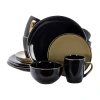 Elama Cambridge Grand 16-pc. Stoneware Dinnerware Set In Black